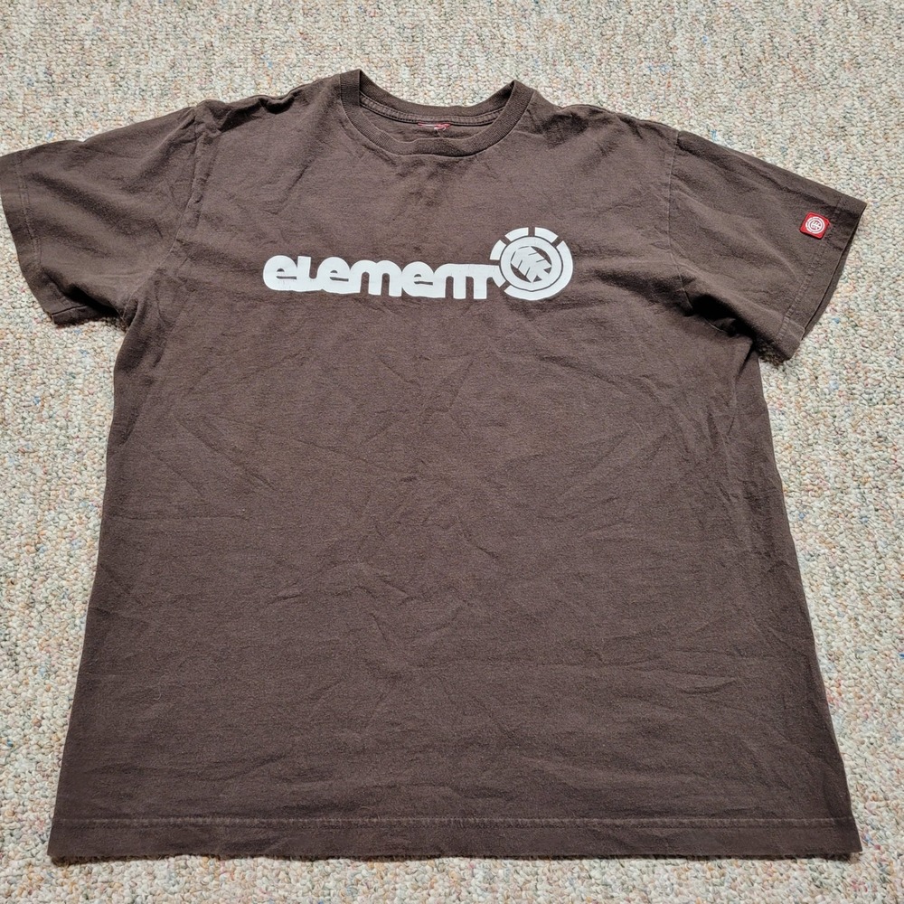 Vintage Element Shirt Mens Large Brown Skateboarding Graphic Logo Tee Y2K
